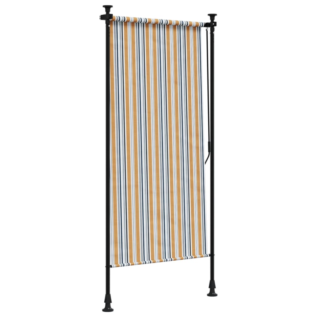 Rolgordijn Voor Buiten 100X270 Cm Stof En Staal Geel En Wit