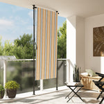 Rolgordijn Voor Buiten 100X270 Cm Stof En Staal Geel En Wit