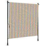 Rolgordijn Voor Buiten 150X270 Cm Stof En Staal Geel En Wit