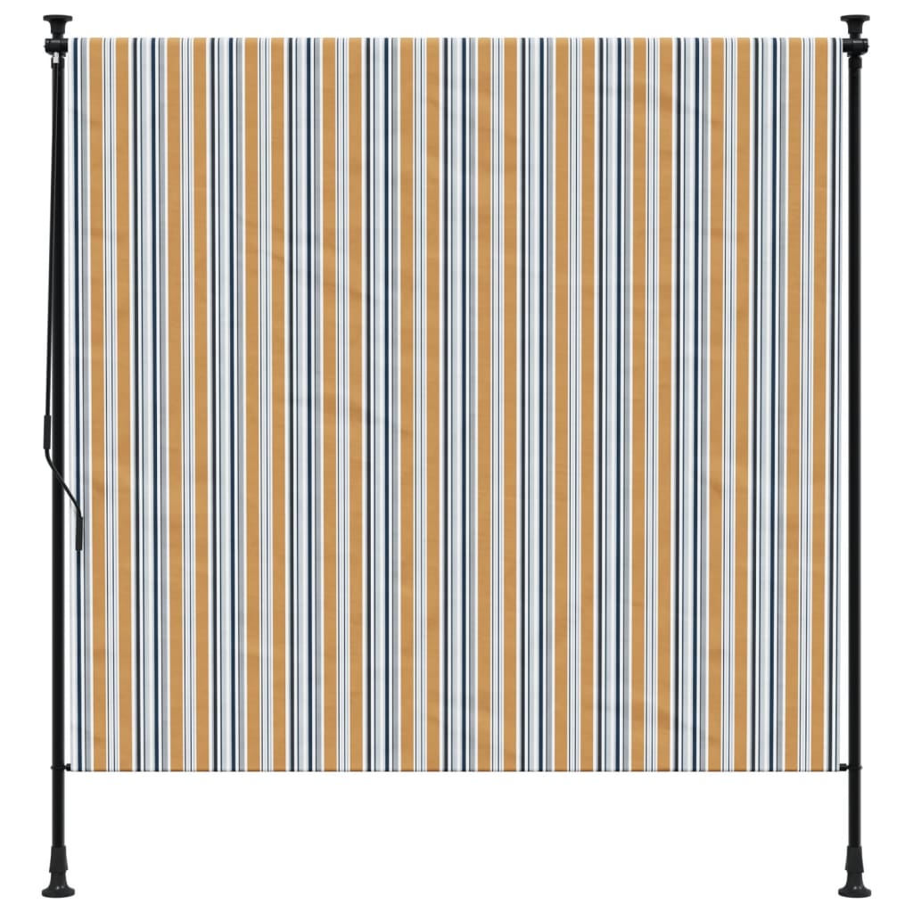 Rolgordijn Voor Buiten 150X270 Cm Stof En Staal Geel En Wit