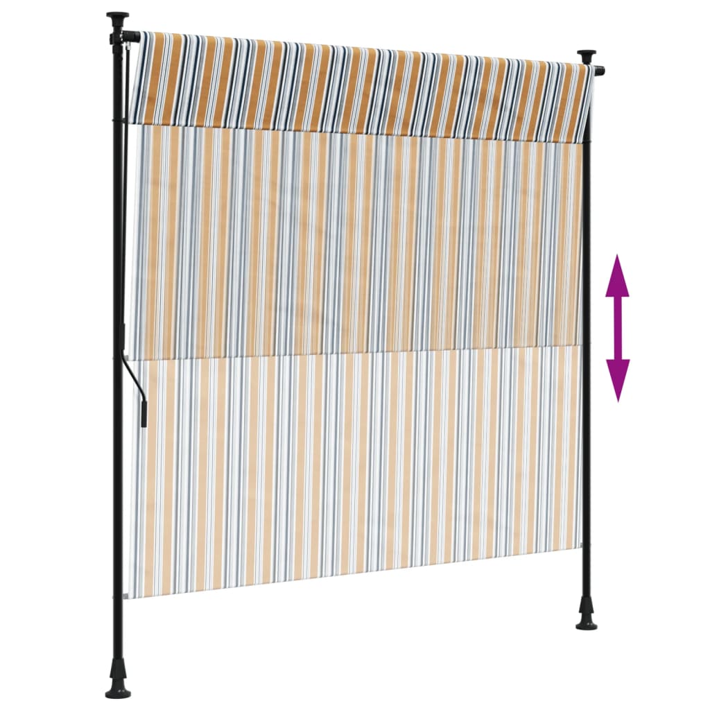 Rolgordijn Voor Buiten 150X270 Cm Stof En Staal Geel En Wit
