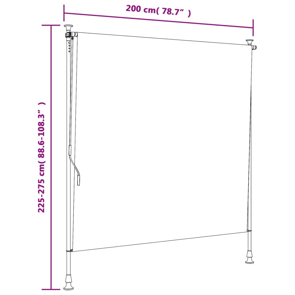 Rolgordijn Voor Buiten 200X270 Cm Stof En Staal Geel En Wit