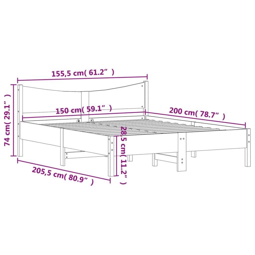 Bedframe Zonder Matras Massief Grenenhout