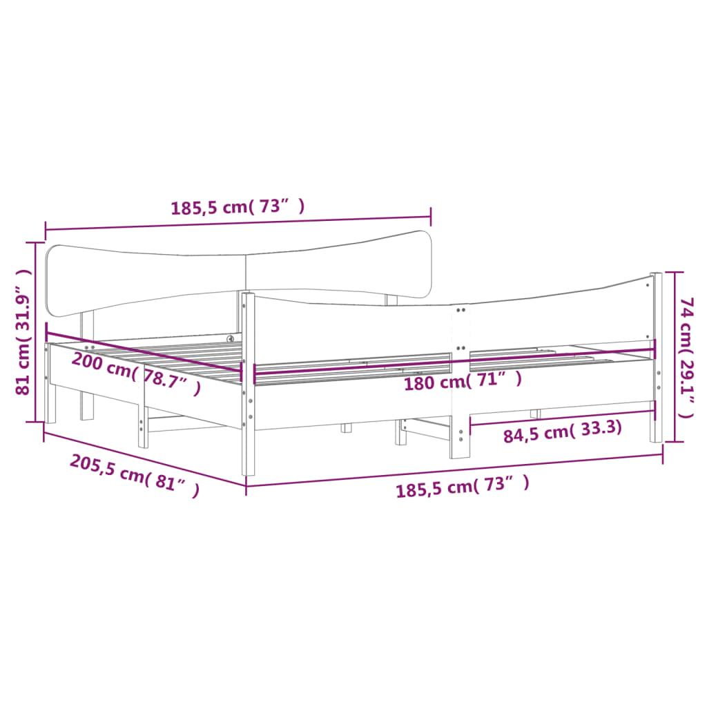 Bedframe Zonder Matras Massief Grenenhout