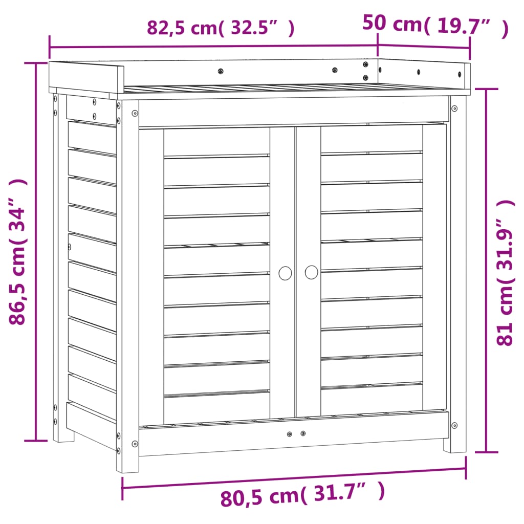 Oppottafel Met Schappen 82,5X50X86,5 Cm Massief Douglashout