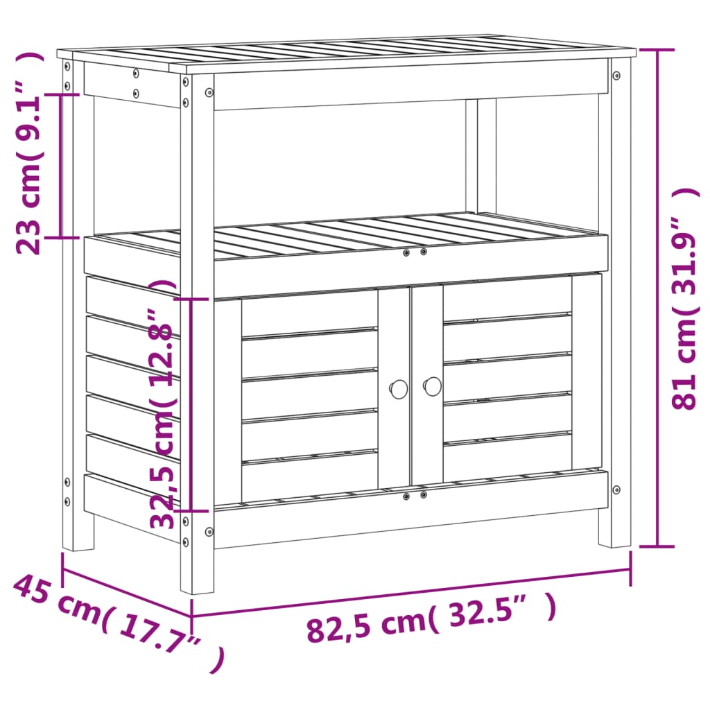 Oppottafel Met Schappen 82,5X45X81 Cm Geïmpregneerd Hout