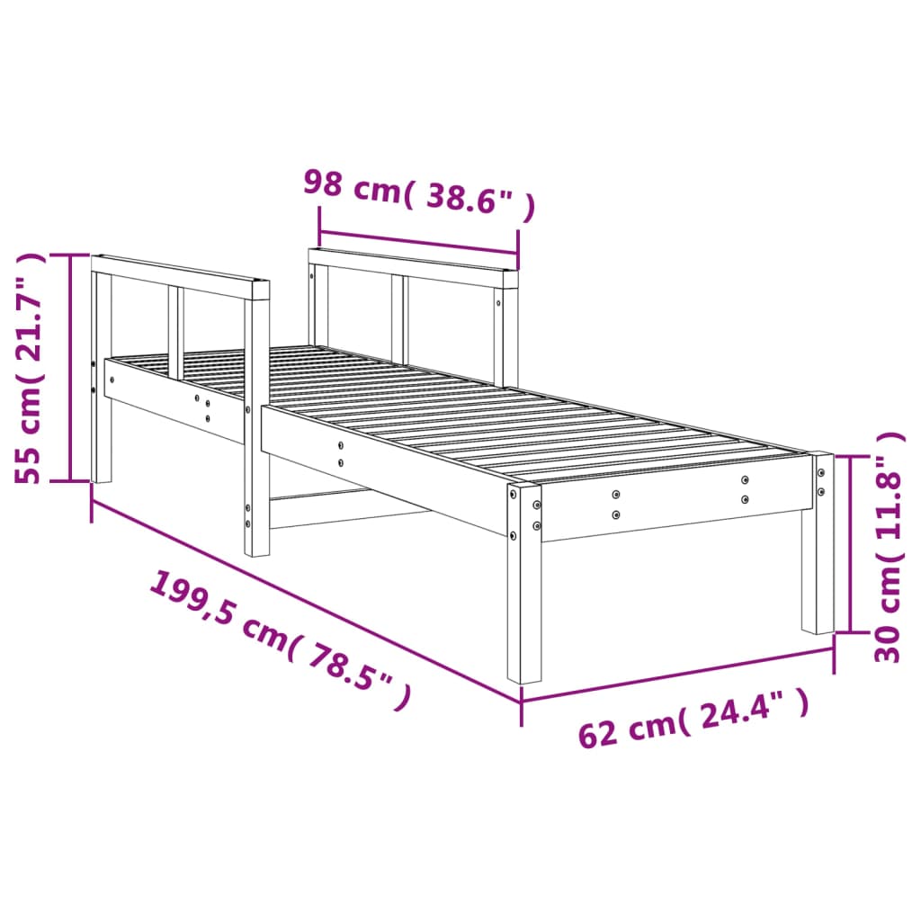 Ligstoel 199,5X62X55 Cm Massief Grenenhout