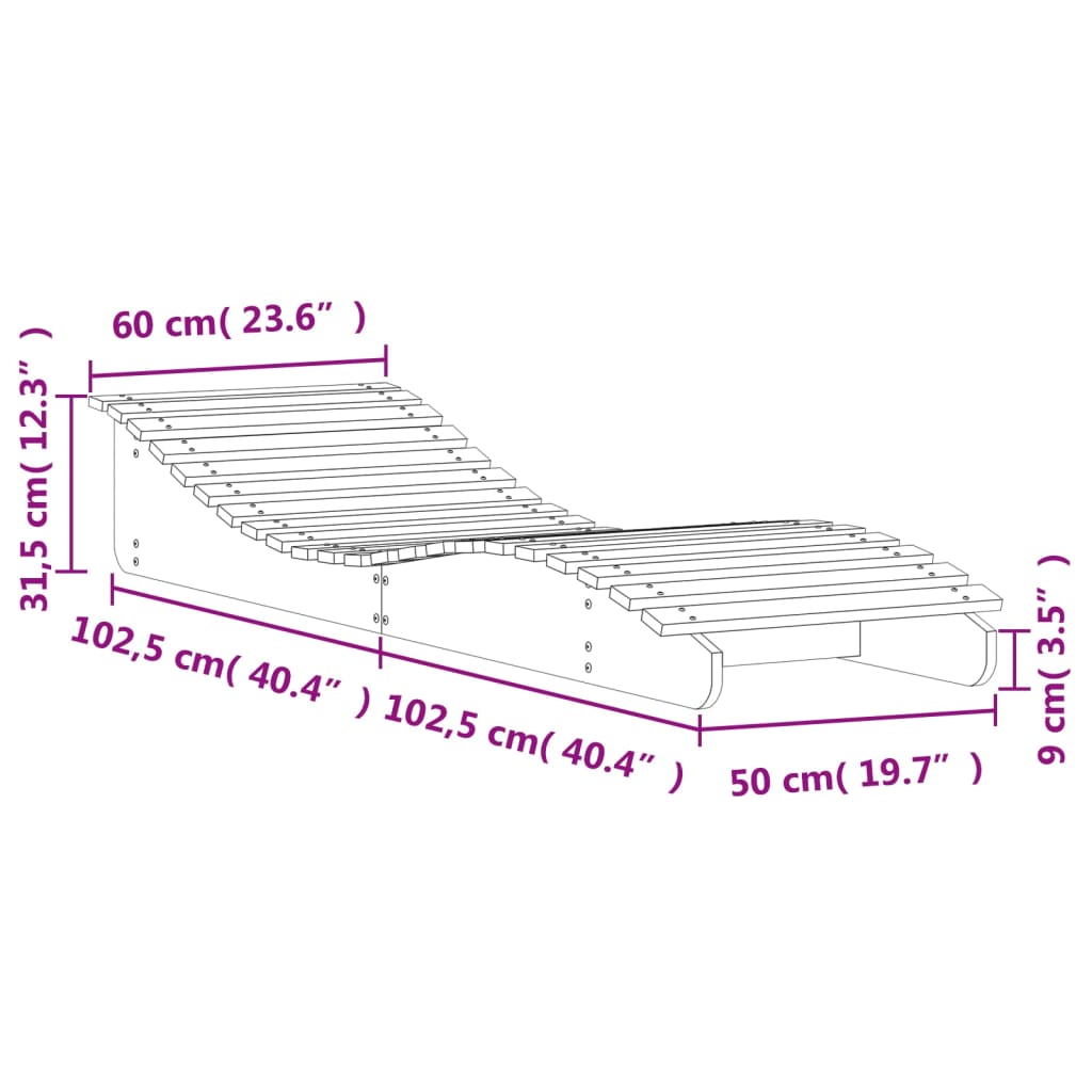 Ligbed 205X60X31,5 Cm Massief Douglashout