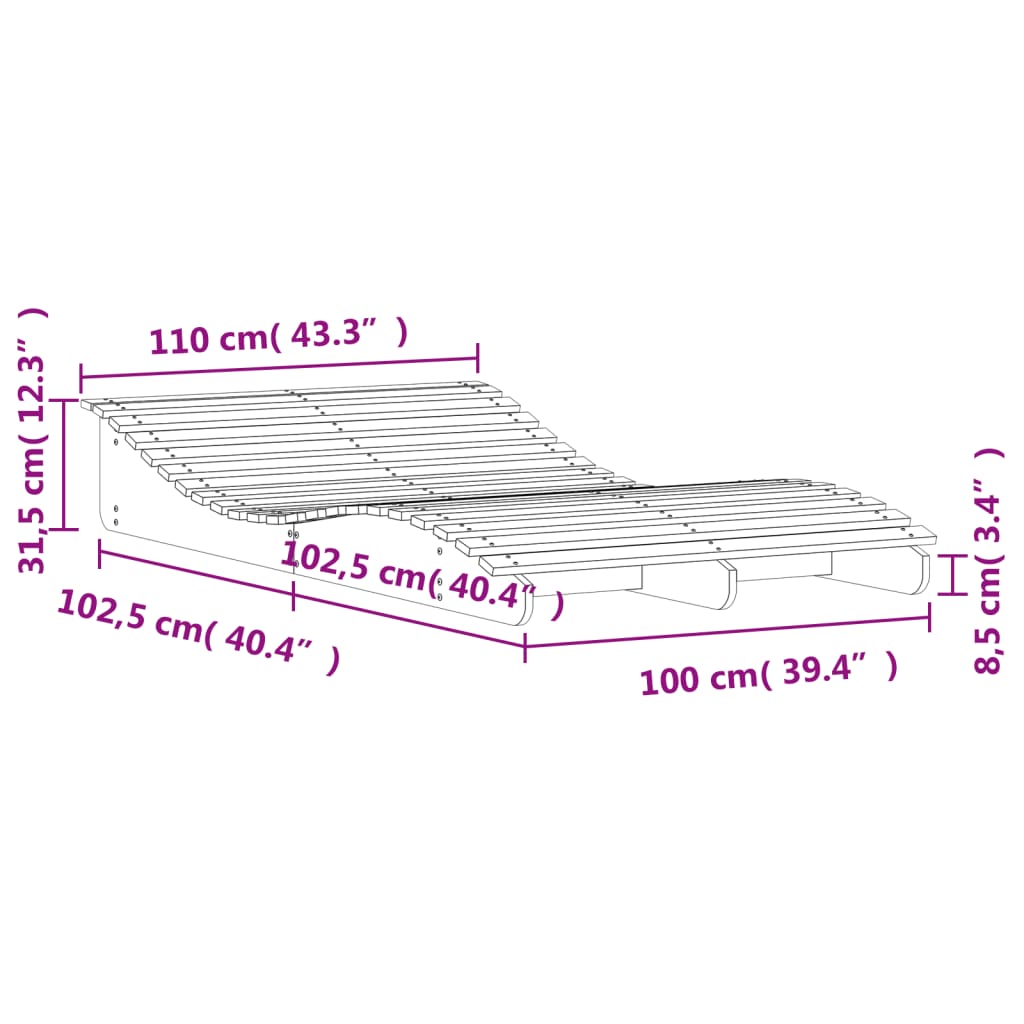 Ligbed 205X110X31,5 Cm Massief Grenenhout Wit