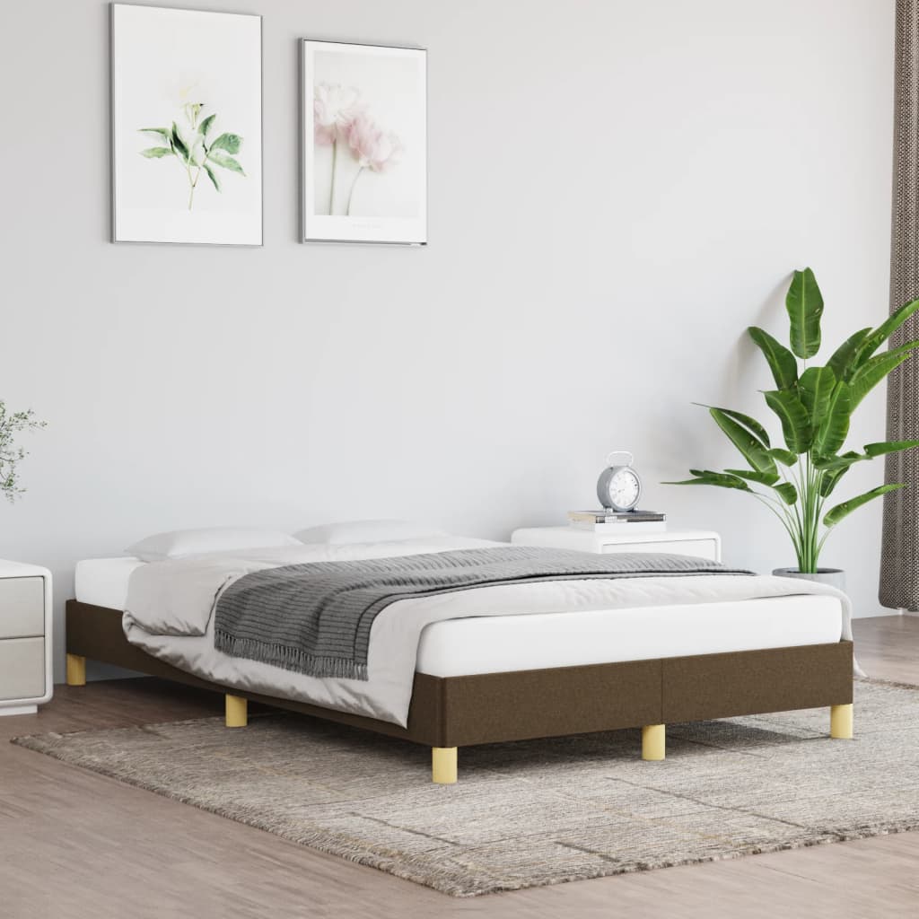 Bedframe Zonder Matras Stof Donkerbruin