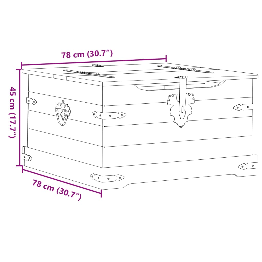 Opbergbox Corona 78X78X45 Cm Massief Grenenhout Taupe