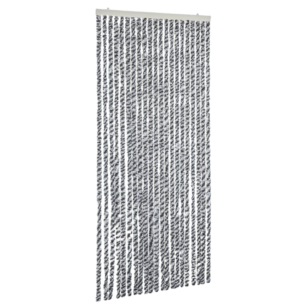 Vliegengordijn 56X185 Cm Chenille Grijs En Zwart-Wit