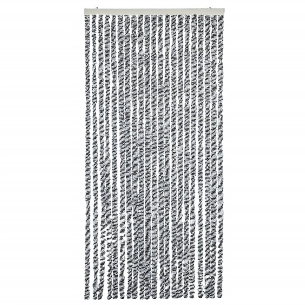 Vliegengordijn 56X185 Cm Chenille Grijs En Zwart-Wit