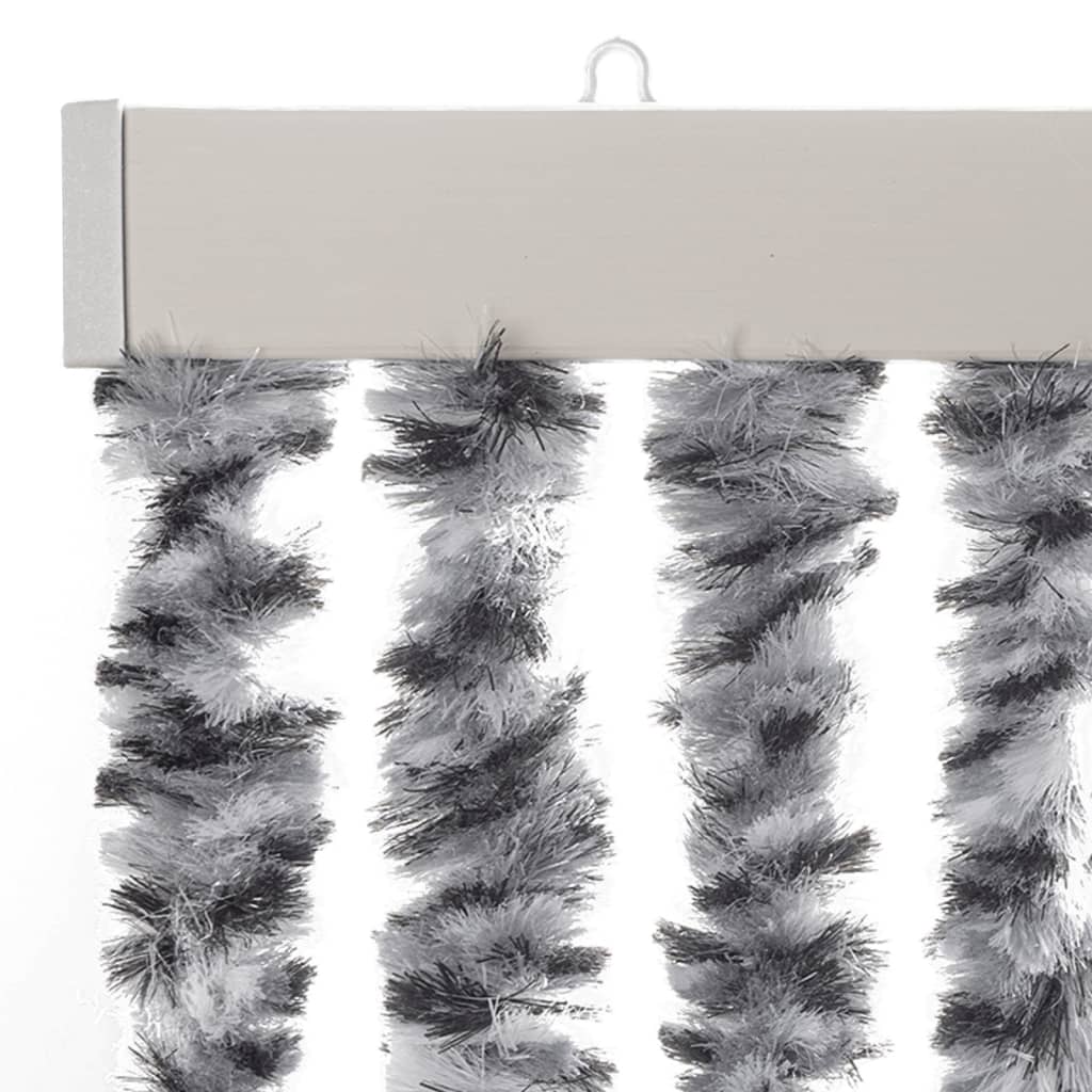 Vliegengordijn 90X200 Cm Chenille Grijs En Zwart-Wit
