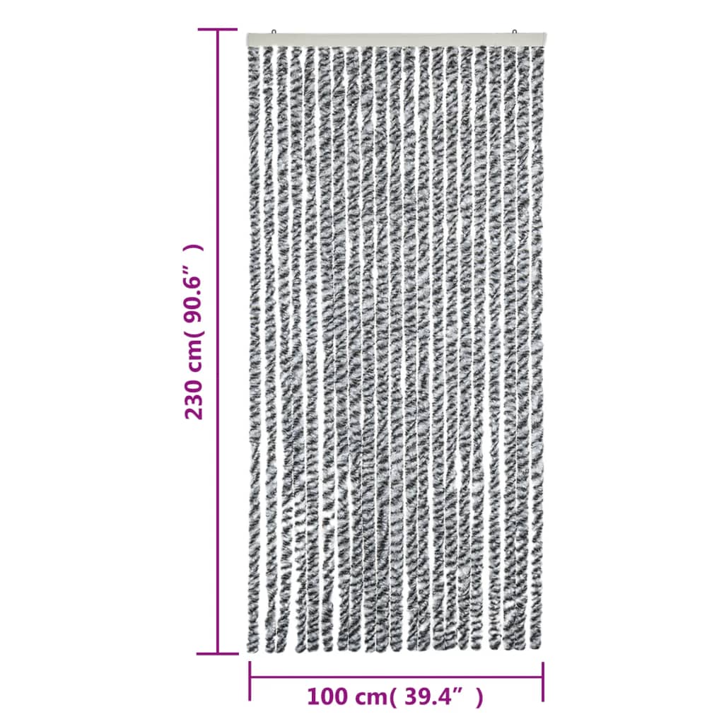 Vliegengordijn 100X230 Cm Chenille Grijs En Zwart-Wit