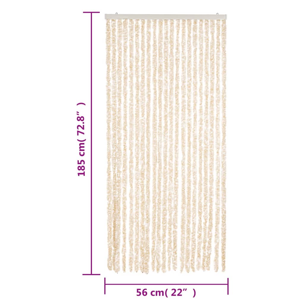 Vliegengordijn Chenille Beige En Wit