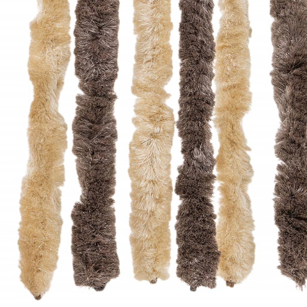 Vliegengordijn 90X220 Cm Chenille Donkerbruin En Beige