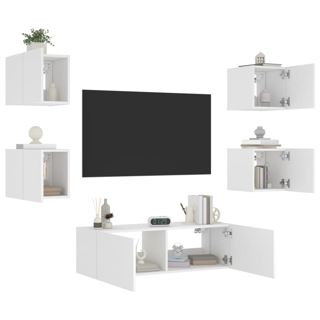 5-Delige Tv-Wandmeubelset Met Led-Verlichting