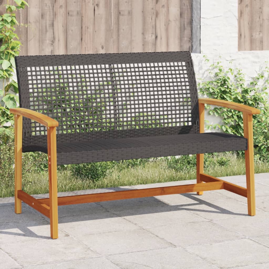 Tuinbank 112 Cm Poly Rattan En Acaciahout Zwart