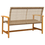 Tuinbank 112 Cm Poly Rattan En Acaciahout Beige