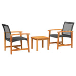 3-Delige Bistroset Poly Rattan En Acaciahout Zwart
