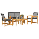 5-Delige Loungeset Poly Rattan En Acaciahout Zwart