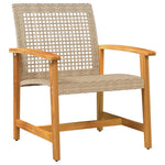 5-Delige Loungeset Poly Rattan En Acaciahout Beige