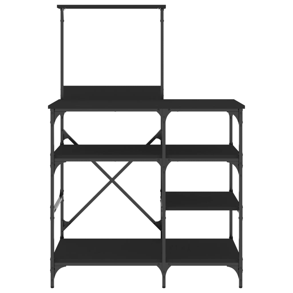 Bakkersrek 90X40X132 Cm Bewerkt Hout En Metaal Zwart