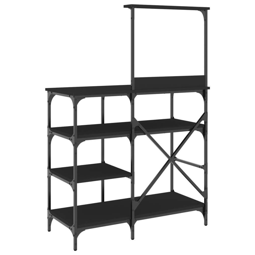 Bakkersrek 90X40X132 Cm Bewerkt Hout En Metaal Zwart