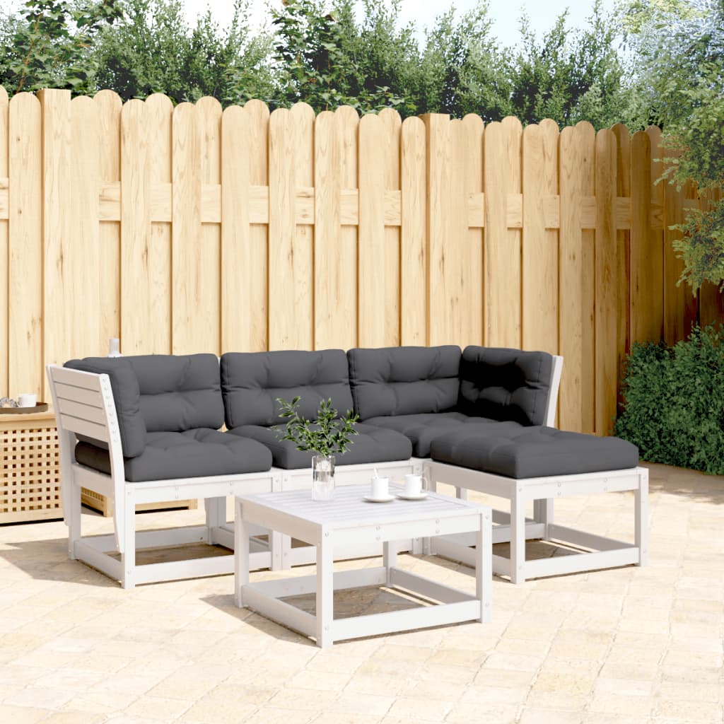 4-Delige Loungeset Met Kussens Massief Grenenhout Wasbruin