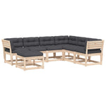 7-Delige Loungeset Met Kussens Massief Grenenhout