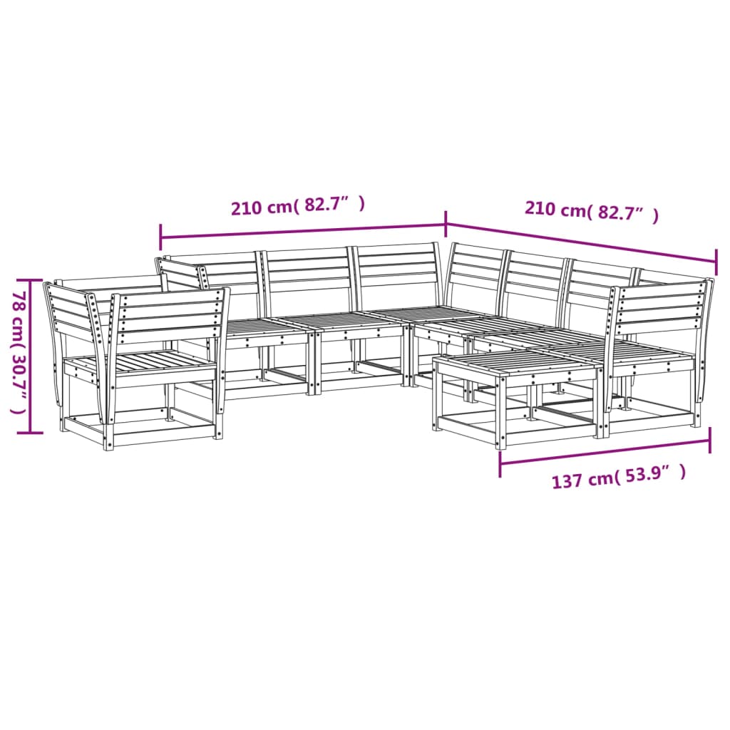 8-Delige Loungeset Massief Grenenhout
