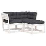 3-Delige Loungeset Met Kussens Massief Grenenhout Wit
