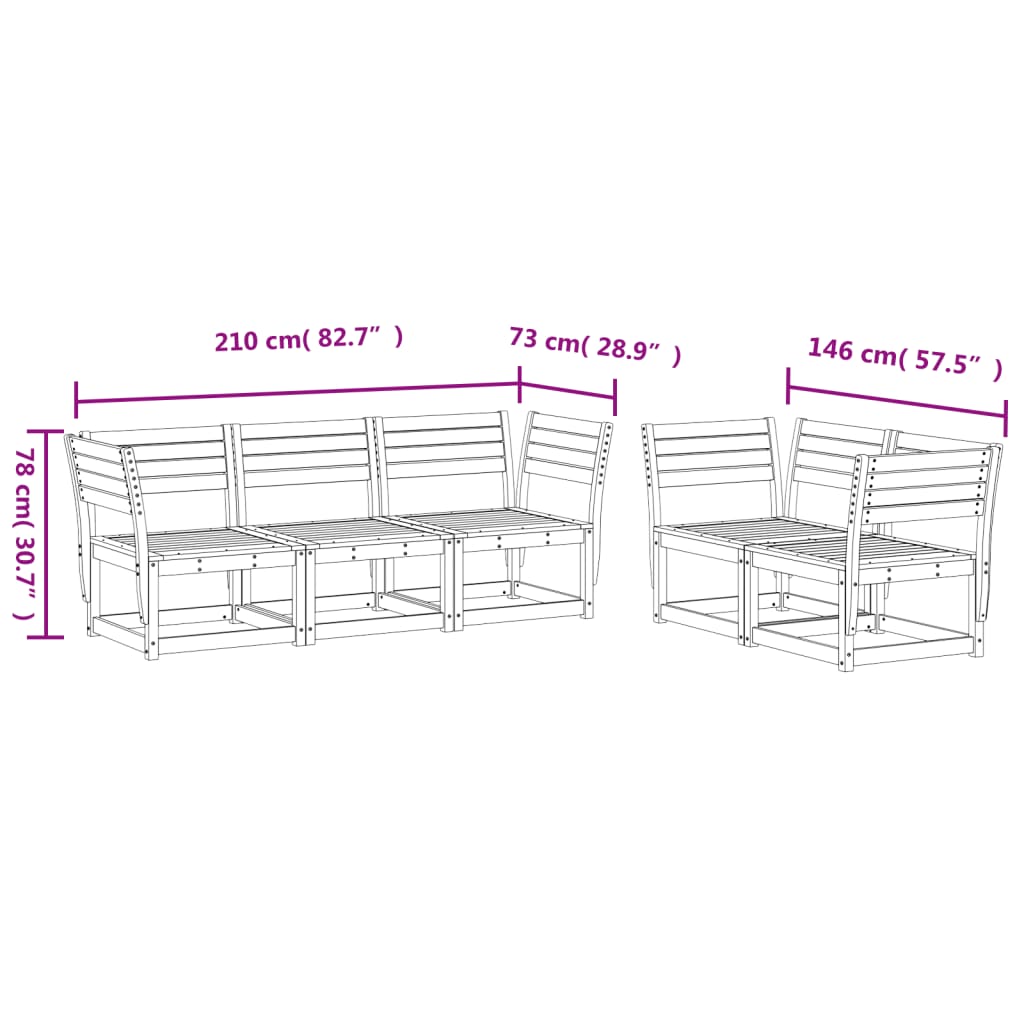 5-Delige Loungeset Geïmpregneerd Grenenhout