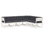 6-Delige Loungeset Met Kussens Massief Grenenhout Wit