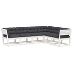 6-Delige Loungeset Met Kussens Massief Grenenhout Wit