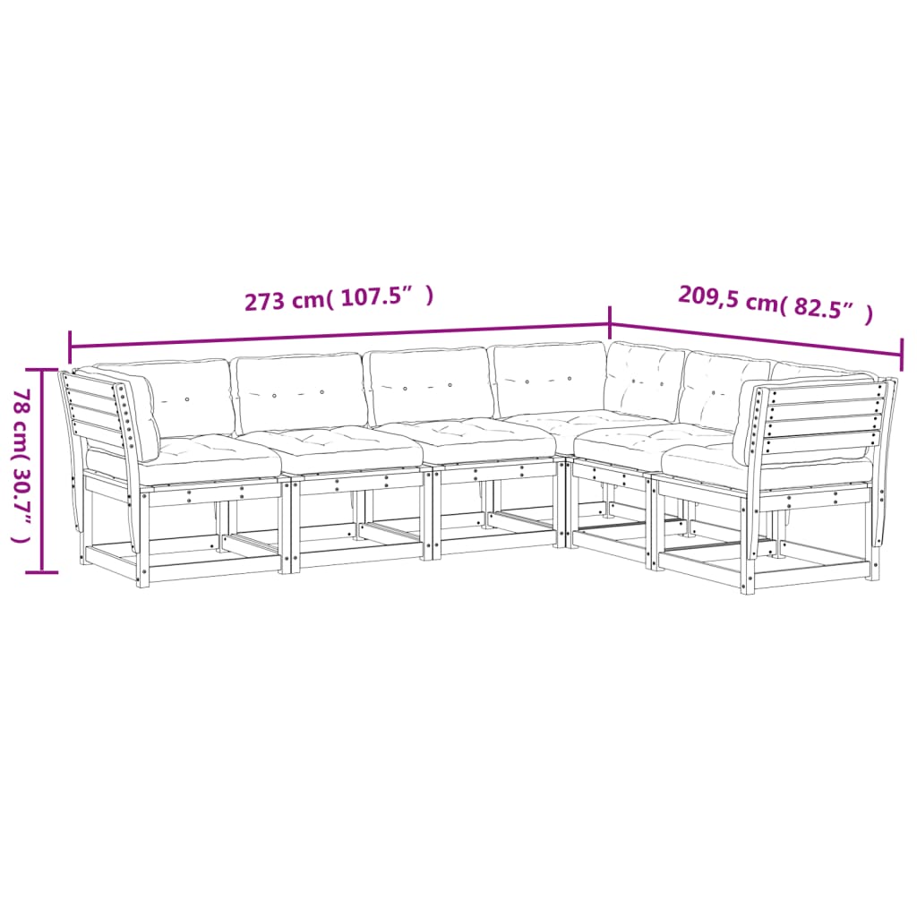 6-Delige Loungeset Met Kussens Geïmpregneerd Grenenhout