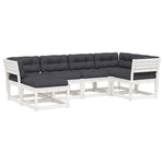 6-Delige Loungeset Met Kussens Massief Grenenhout Wit
