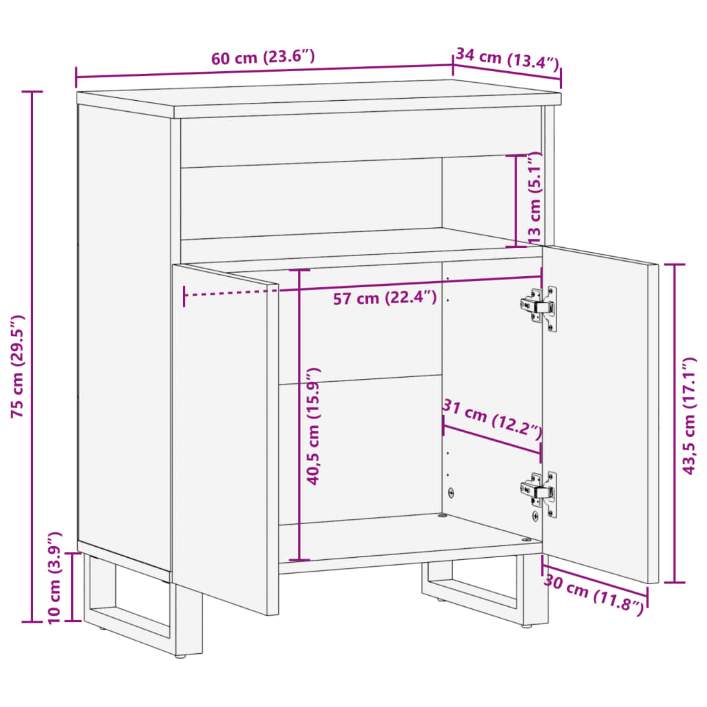 Dressoir 60X34X75 Cm