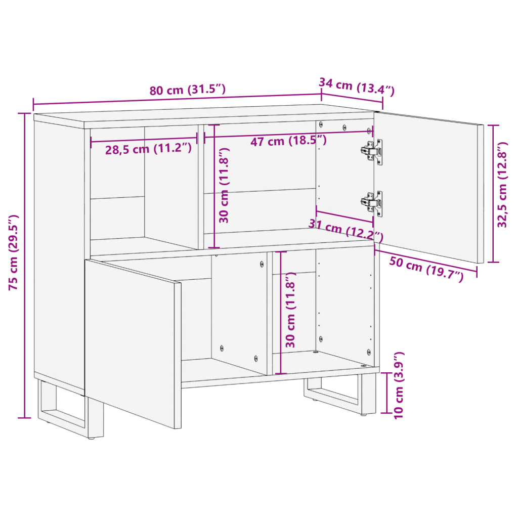 Dressoir 80X34X75 Cm