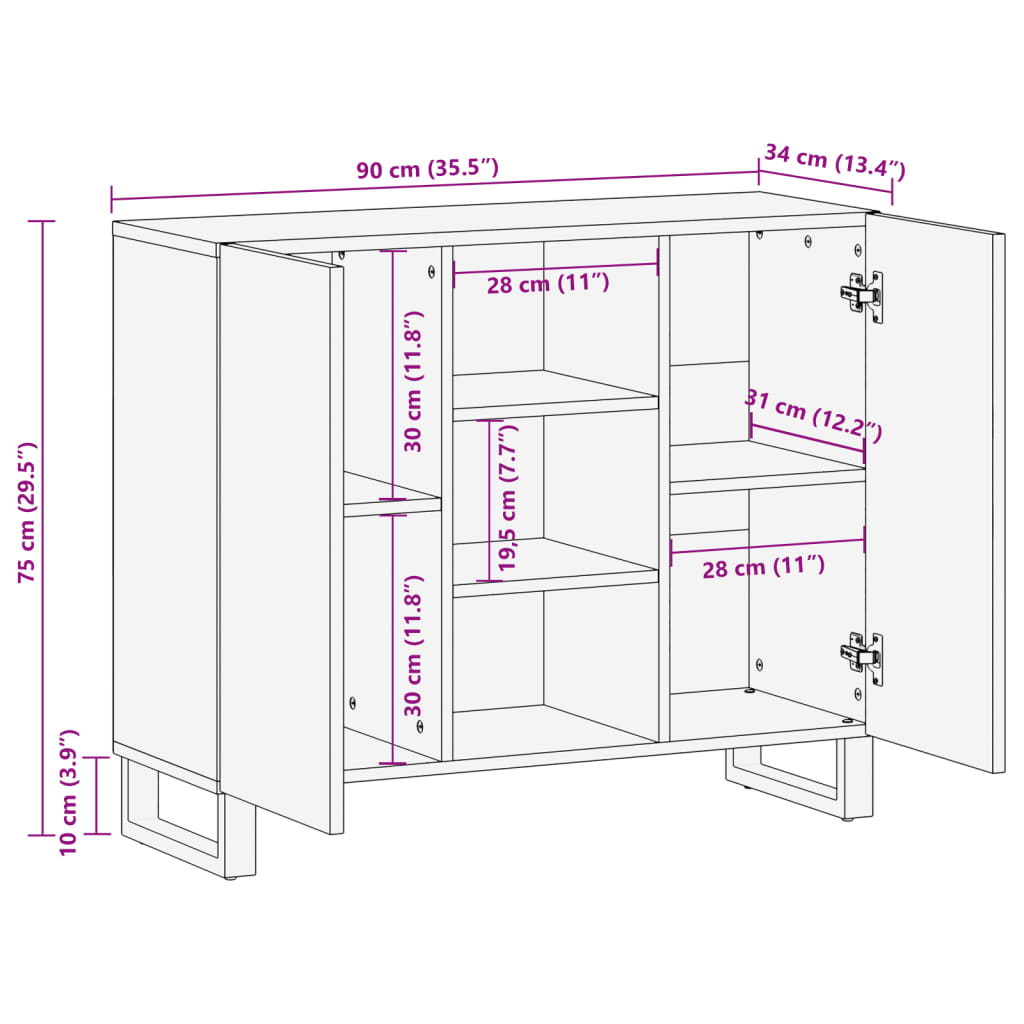 Dressoir 90X34X75 Cm