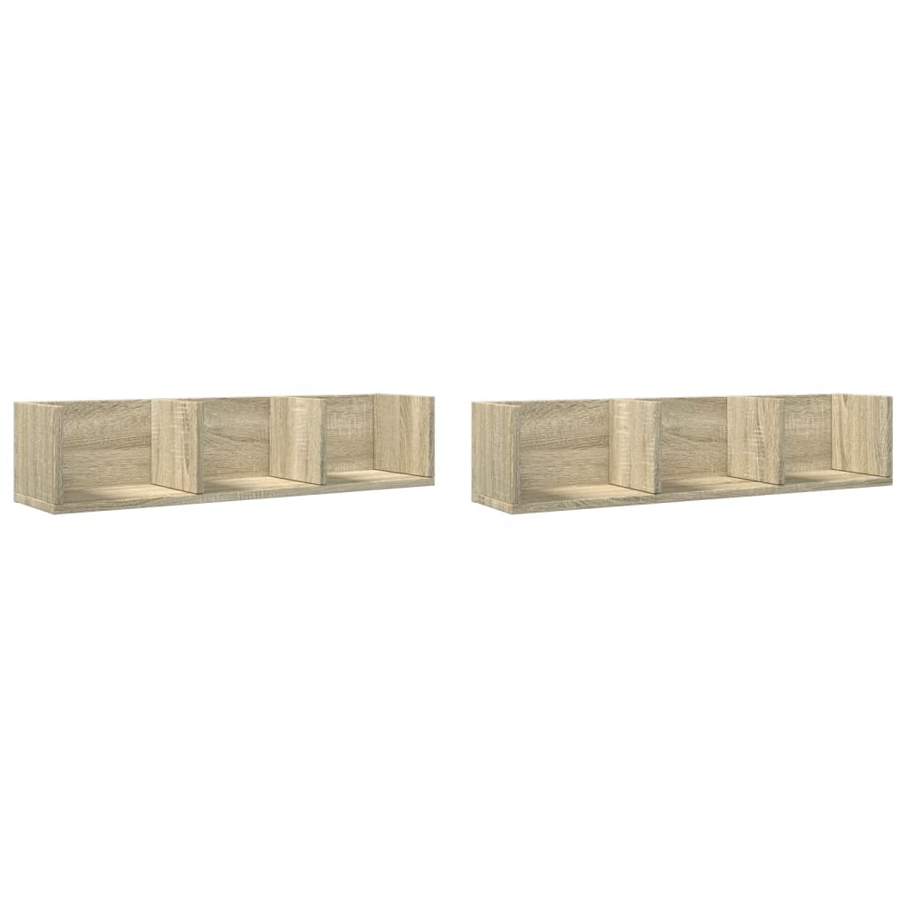 Wandkasten 75X18X16,5 Cm Bewerkt Hout Kleurig Sonoma Eiken