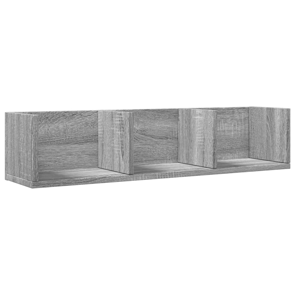 Wandkasten 75X18X16,5 Cm Bewerkt Hout Eiken Grijs Sonoma