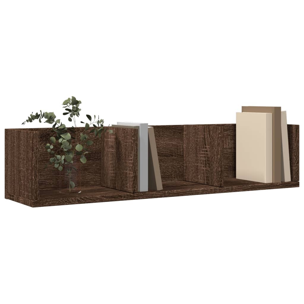 Wandkast 75X18X16,5 Cm Bewerkt Hout Bruin Eikenkleur