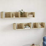 Wandkasten 75X18X16,5 Cm Bewerkt Hout Kleurig Sonoma Eiken
