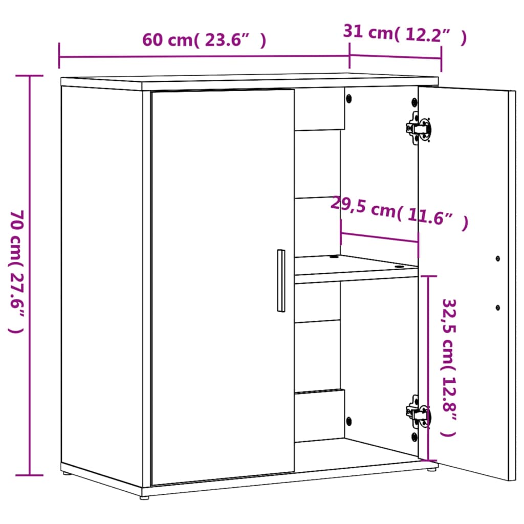 Dressoir 60X31X70 Cm Bewerkt Hout