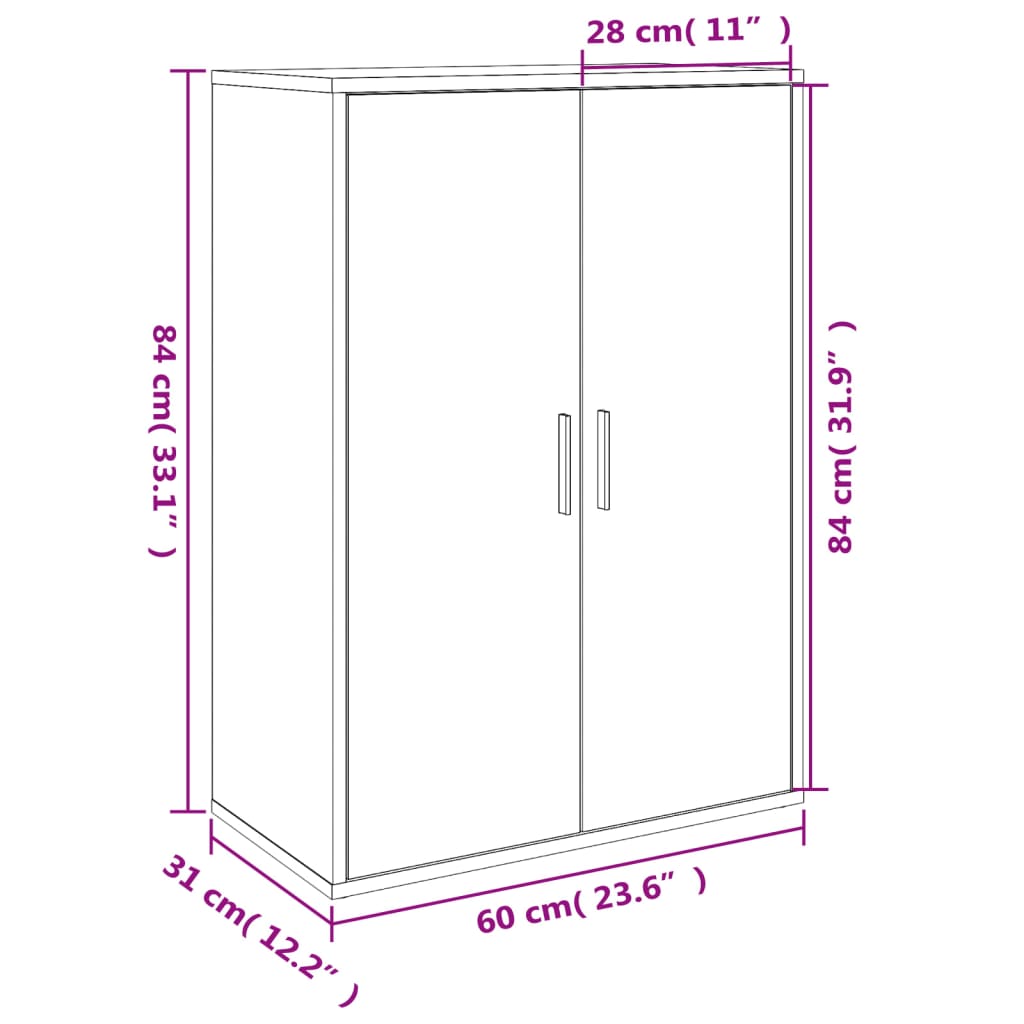 Dressoir 60X31X84 Cm Bewerkt Hout Kleurig