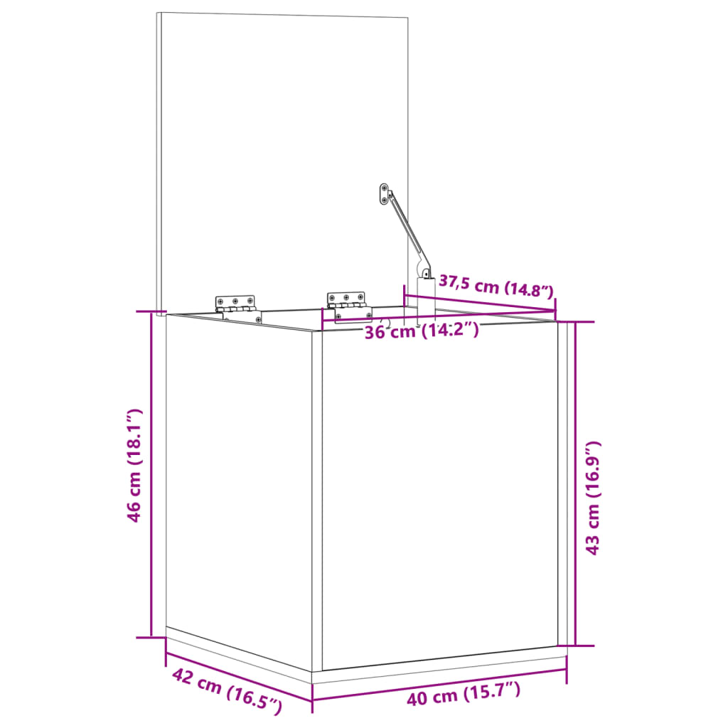 Opbergbox 40X42X46 Cm Bewerkt Hout Gerookt Eikenkleurig