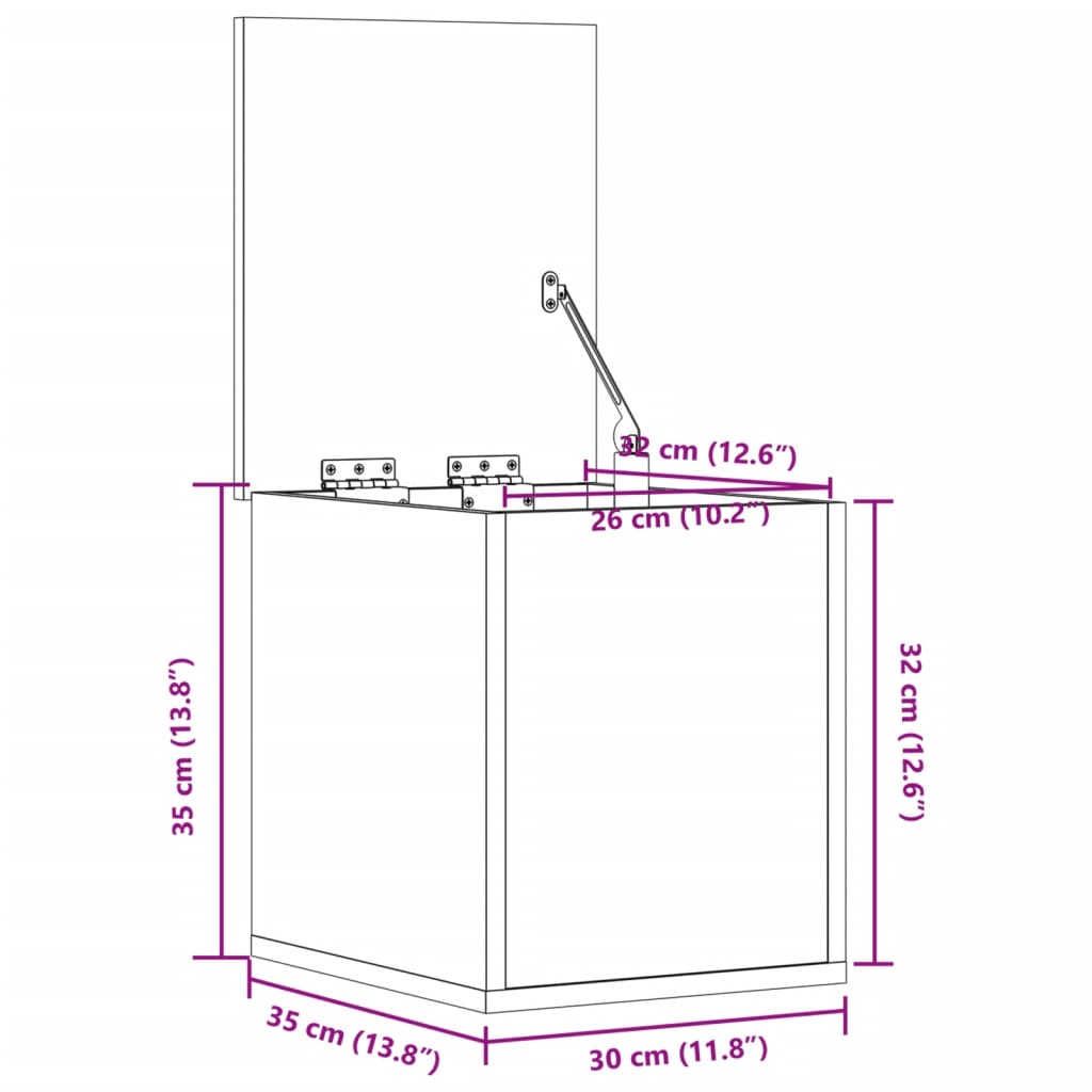 Opbergbox 30X35X35 Cm Bewerkt Hout Wit