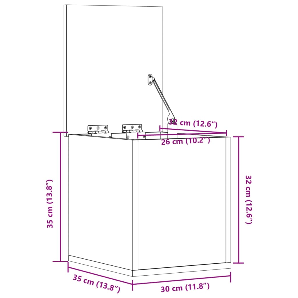 Opbergbox 30X35X35 Cm Bewerkt Hout Betongrijs